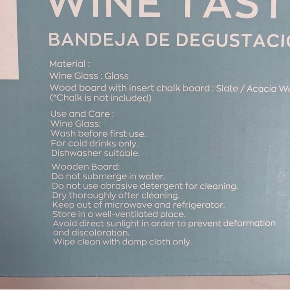 Crofton Wine Tasting Flight Set 4 Wine Glasses Wooden Board Chalk Party Games - Picture 4 of 6